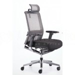 Chaise directionnelle filet siège en tissus noir avec repose tête piétement métallique, série PX  -  Advanced Office