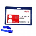 Porte badge bleu DELI horizontal avec clips (54 x 90mm) Advanced Office