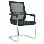 Chaise visiteur filet TXW-5002 siège en tissu Noir avec accoudoir, Piétement Chromé - Advanced Office
