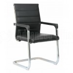 Chaise visiteur TXW-6003 en Simili cuir Noir avec accoudoir, Piétement Chromé - Advanced Office