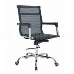 Chaise opérateur filet TXW-7005 siège en tissu Noir avec accoudoir, Piétement Chromé - Advanced Office