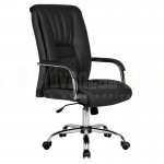 Chaise directionnelle en Simili cuir avec piétement chromé Noir  -  Advanced Office