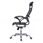 Chaise directionnelle filet siège en tissu noir avec repose tête piètement métallique - Advanced Office