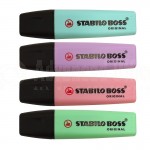 Jeu de 4 marqueurs fluorescents STABILO Original Pastel Anti-dessèchement 2-5mm, Advanced Office