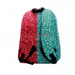 Sac à dos Scolaire CRISTAL CR-4624, 2 Compartiments, Motifs Symétrie Floral pour Fille, Bicolore clair Turquoise-Rouge