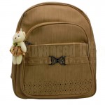 Sac à Dos Scolaire YAMPAP en simili cuir 1 Compartiment, 2 Pochettes avant zippée Déco ceinture boucle cœur métallique avec Petite oursonne, Pochette au dos, pour fille, Multi couleur