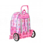 Sac à dos scolaire à roulette SAFTA Barbie 905 "Girl power", 1 Compartiment, 1 Poche avec Motif Barbie, 2 Poches latéral Filet élastique, Bandoulière réglable, en Polyester, Rose