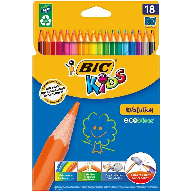 Bic Plastidecor Trousse de 18 Crayons de couleurs