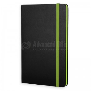 NoteBook A5 couverture Noire avec fermeture élastique Vert