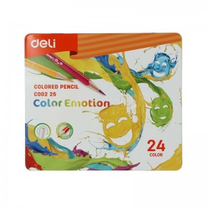 Boite de 24 crayons de couleur DELI Color Emotion C002 25 Triangulaire GM en boite Métallique  -  Advanced Office