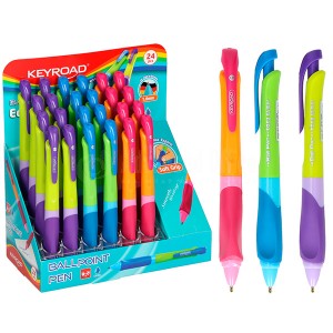 Stylo à bille scolaire KEYROAD Soft Grip rétractable 1.0mm Bleu