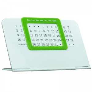 Calendrier de bureau Perpétuel unique Blanc en plastique à cadran Vert