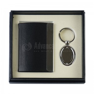 Coffret (Porte clé rond + Porte carte visite Crocodile Noir)