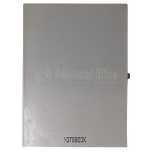 NoteBook B5 Gris, couverture souple avec fermeture élastique et boucle pour Stylo