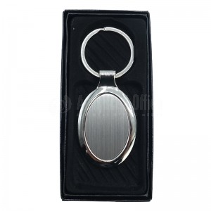 Porte clé métallique ovale argent Contour chromé