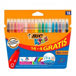 Pochette de 14 Stylos Feutres BIC Kids + 4 Gratuits Multi-couleurs