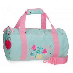 Cabas sac de voyage enfant JOUMMA BAGS Movom, 1 Compartiment Motif arrosoir et pot de fleur à paillette "Save the planet My heart is green", Bandoulière réglable Rose, en Polyester 41 x 21 x 21cm, pour fille, Turquoise