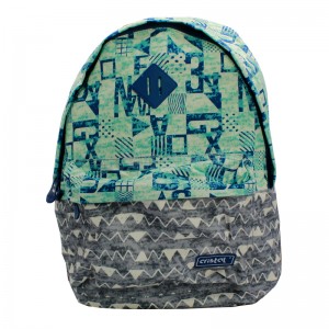 Sac à dos Scolaire CRISTAL CR-4620, 2 Compartiments Motifs Pyramide Unisexe Garçon/Fille, Bleu