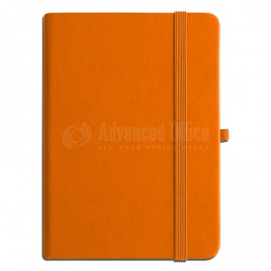 Notebook A4 175 x 260mm, 200 pages couverture PU Orange avec Boucle pour stylo