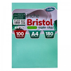 Paquet de 100 fiches Bristol EXCELLES A4 180g, Uni Vert