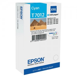 Cartouche EPSON T7012 XXL Cyan pour WP-4015/4525/4095/4595/4515