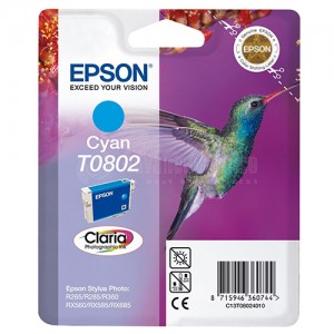 Cartouche EPSON "Colibri" T0802 Cyan pour R265/ R360/ RX560/ 585/ 685/ PX700/ PX800