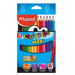 Boite de 12 crayons de couleur MAPED Color'Peps Maxi