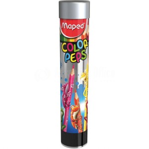 Boite de 12 crayons de couleur MAPED Color'Peps, Boite métallique rond