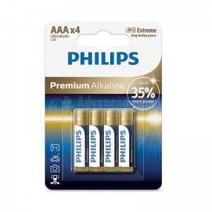 Jeu de 4 Piles PHILIPS LR03/AAA Premium Alkaline B4