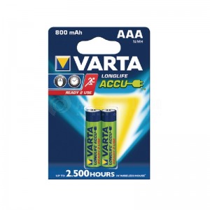Jeu de 2 piles rechargeables VARTA Accus Longlife 800 mAh AAA