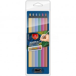 Boite de 6 crayon couleur VERTEX Color Max Metal FX Jumbo Triangulaire Couleur métallique brillent avec Taille crayon