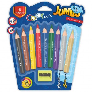 Boite de 9 crayons de couleur VERTEX Jumbo avec taille crayon