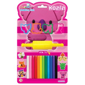 Pâte à Modeler SMILE KIDS Fox Neon, 12 Couleurs 100g avec 4 Moules + Rouleau et couteau sous Blister