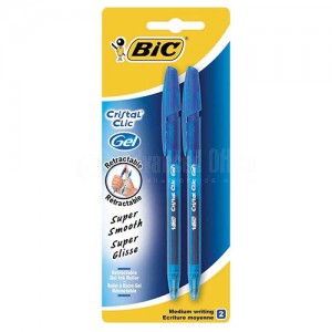 Stylo BIC Cristal Clic Gel, blister de 2, bleu