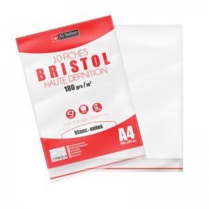 Paquet de 10 fiches Bristol AL SULTAN A4 180g uni blanc