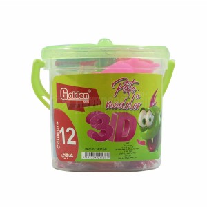 Pâte à Modeler GOLDEN 3D (12 Pâtes Et 4 Moules), en Pot 300g