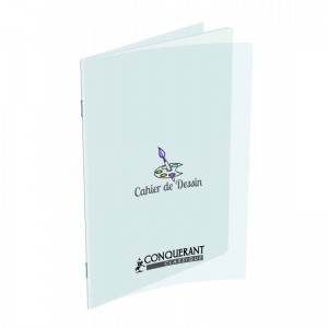 Cahier de dessin CONQUERANT Classique 000233 Pique 32 pages Uni 17x22 90g couverture rigide transparente en polypropylène transparent