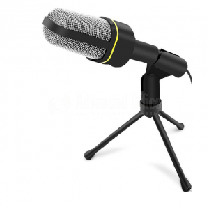 Microphone SF-920, Omnidirectionnel, Jack 3.5mm, Mic ajustable, Réglage de volume, pour ordinateur, avec trépied, Noir