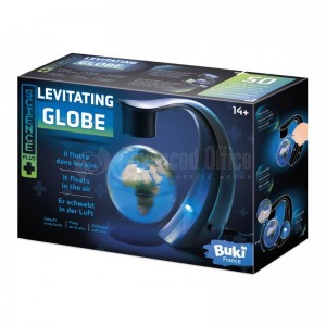 Jeu éducatif BUKI Globe Lévitation, diam. 8cm bras aimanté, LED éclaire le globe pour décorer la chambre, Alimenté via secteur prise EU, 14+ ans