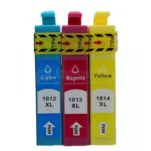 Pack de 3 Cartouche couleur CYM PRINTECH Compatible EPSON T1812/T1813/T1814 pour XP-102/XP-202/XP-225