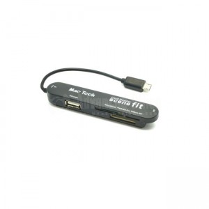 Lecteur de carte mémoire MACTECH Scene fit Micro USB OTG 4en1 SD (HC)/ mini SD/ micro SD/ M2, Port USB 2.0, Noir