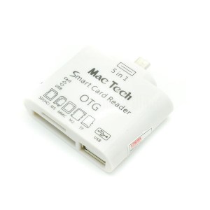 Lecteur de carte mémoire MACTECH Micro USB OTG 5en1 SD (HC)/ MS/ TF/ M2/ MMC, Port USB 2.0, Blanc