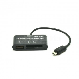 Lecteur de carte mémoire MACTECH Micro USB OTG 3en1 SD (HC)/ MS/ TF, Port USB 2.0, Noir