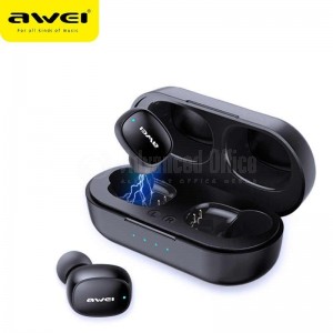 Oreillette Sans fil AWEI T13 Bluetooth 5.0 TWS Stéréo Intra-Auriculaires avec Etui de recharge Noir