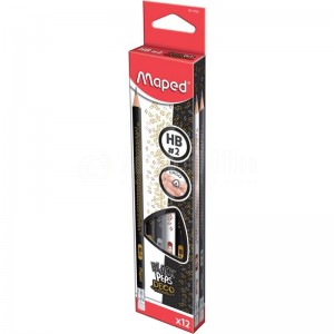 Crayon Noir Graphite MAPED Deco HB avec Gomme