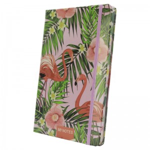 Notebook SAMBARA Fashion design A5 Motif Flamant rose avec Bande élastique