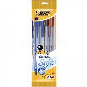 Pochette de 4 Stylos à billes BIC Cristal Soft