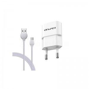 Kit Chargeur AWEI C-831 avec Cable micro USB 2.1A Blanc