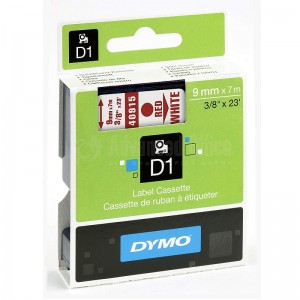 Recharge DYMO D1 40915 pour Label Manager 100+/150 9mmx7mm rouge/Blanc