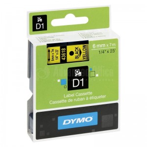 Recharge DYMO D1 pour Label Manger 6mm x 7 m Noir/Jaune